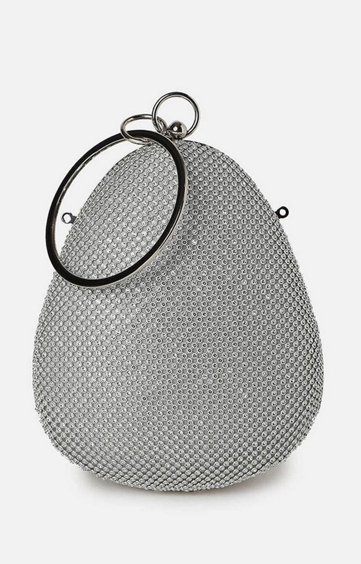 Women's Silver Embelished Clutches