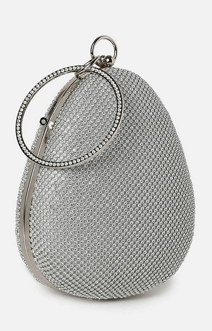 Women's Silver Embelished Clutches