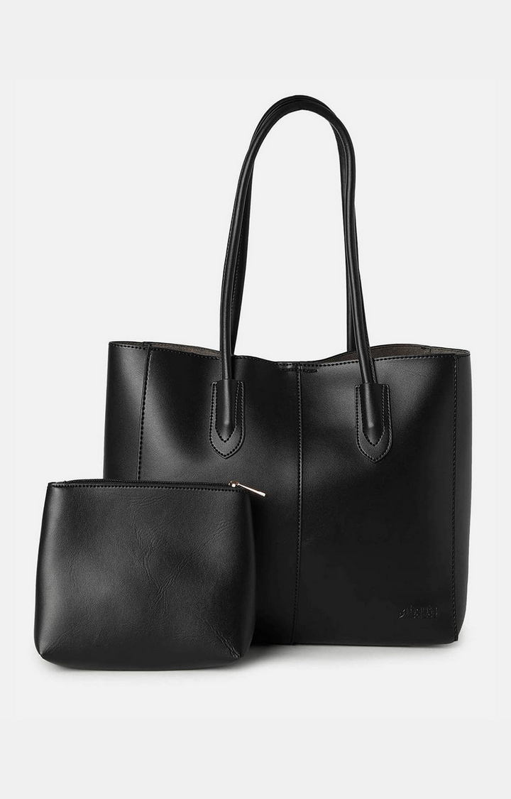 Women's Black Solid Handbags