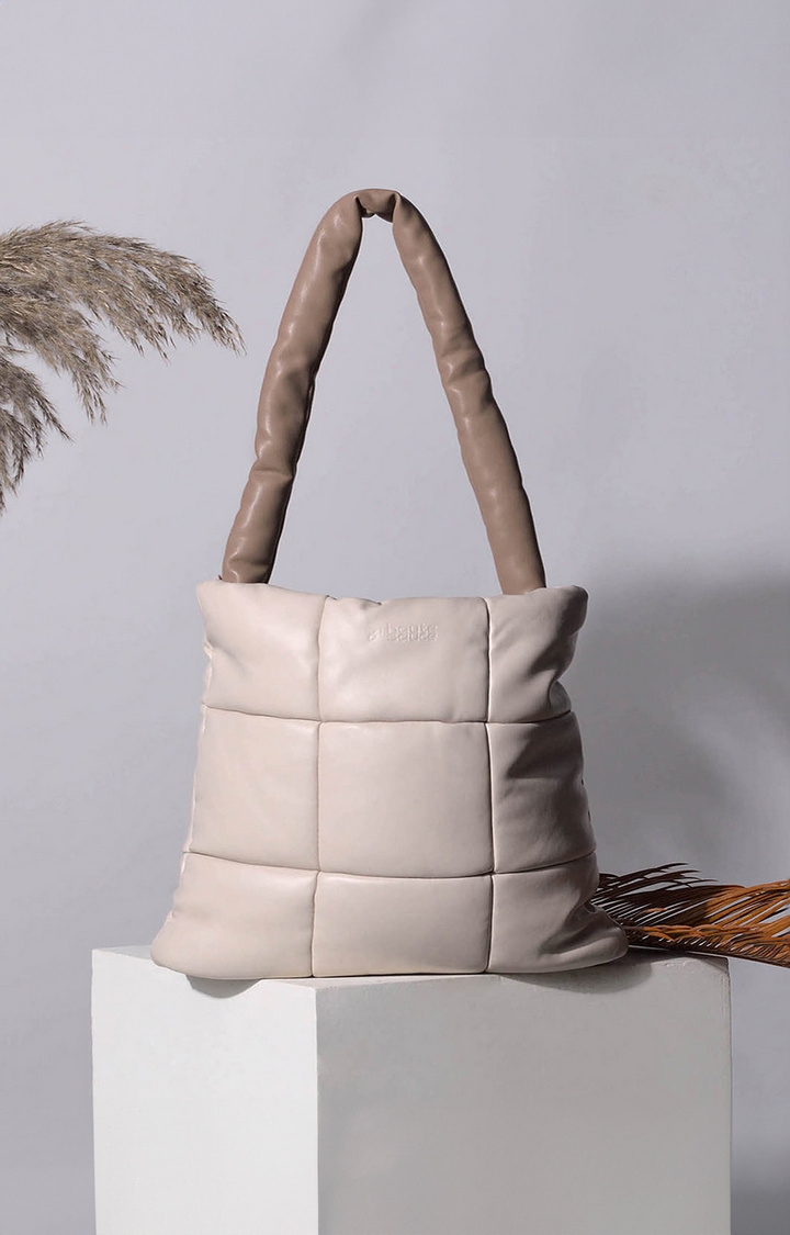 Women's Beige Quilted Totes