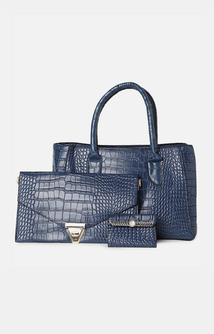 haute sauce | Women's Blue Textured Handbags