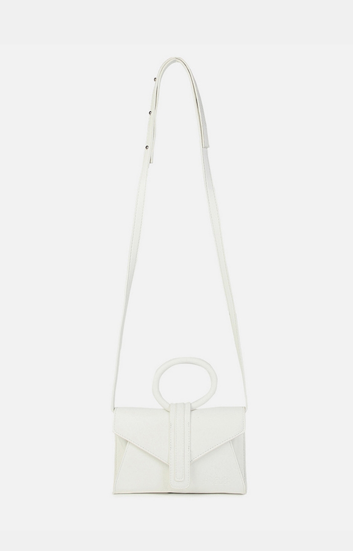 Women's White Solid Handbags