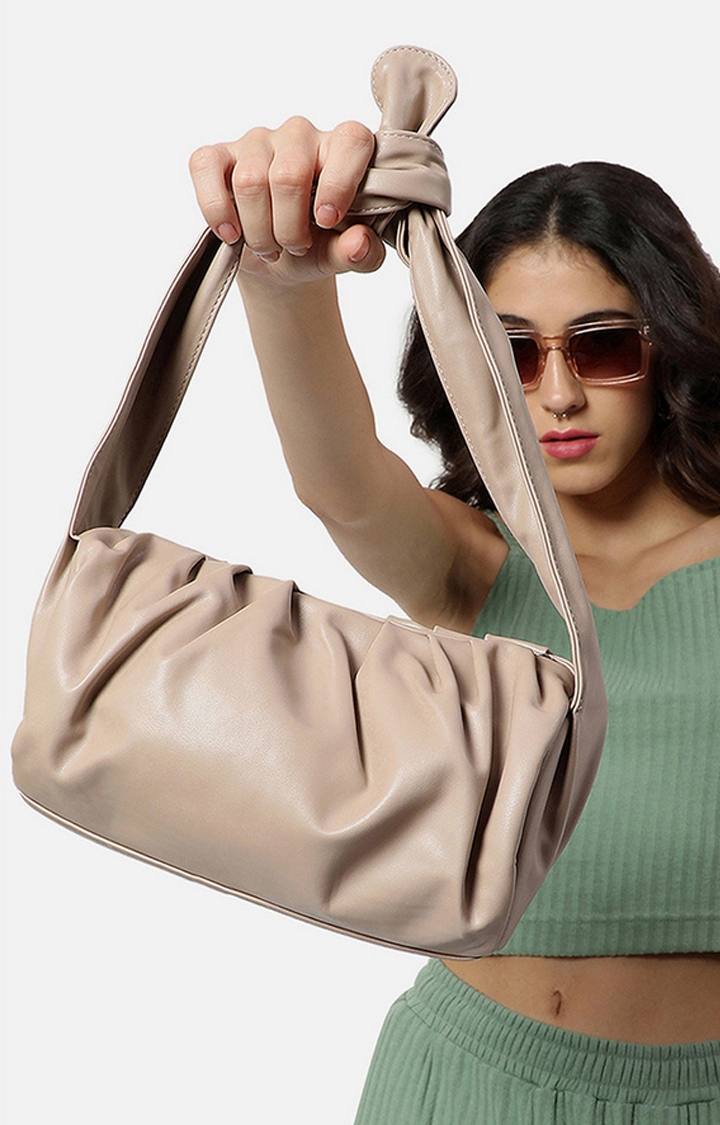 Women's Beige Knotted-Strap Handbags