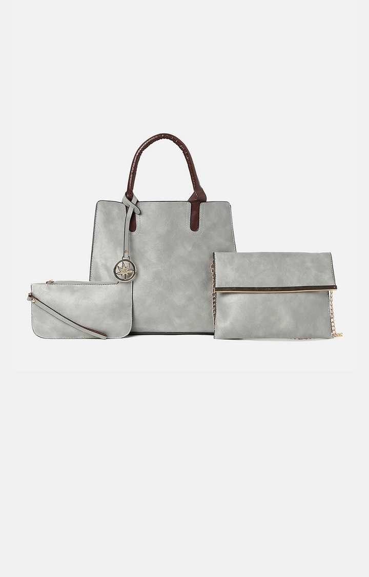 Women's Grey Solid Handbags