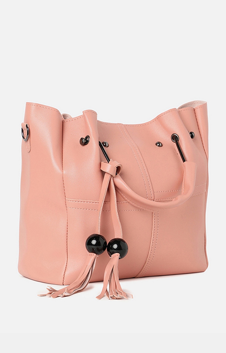 Women's Peach Solid Handbags