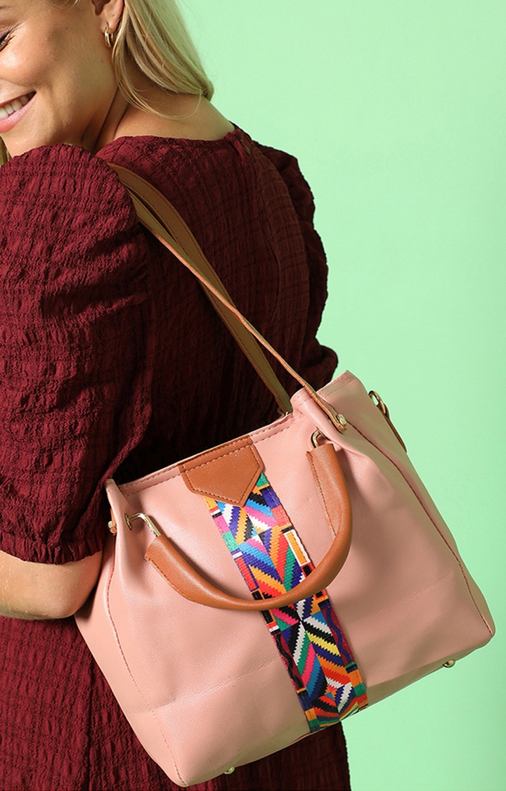 Women's Peach Solid Handbags