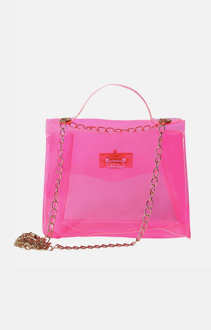 Women's Pink Trandparent Sling Bags