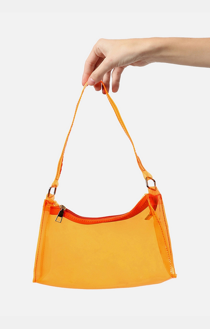 Women's Orange Trandparent Handbags