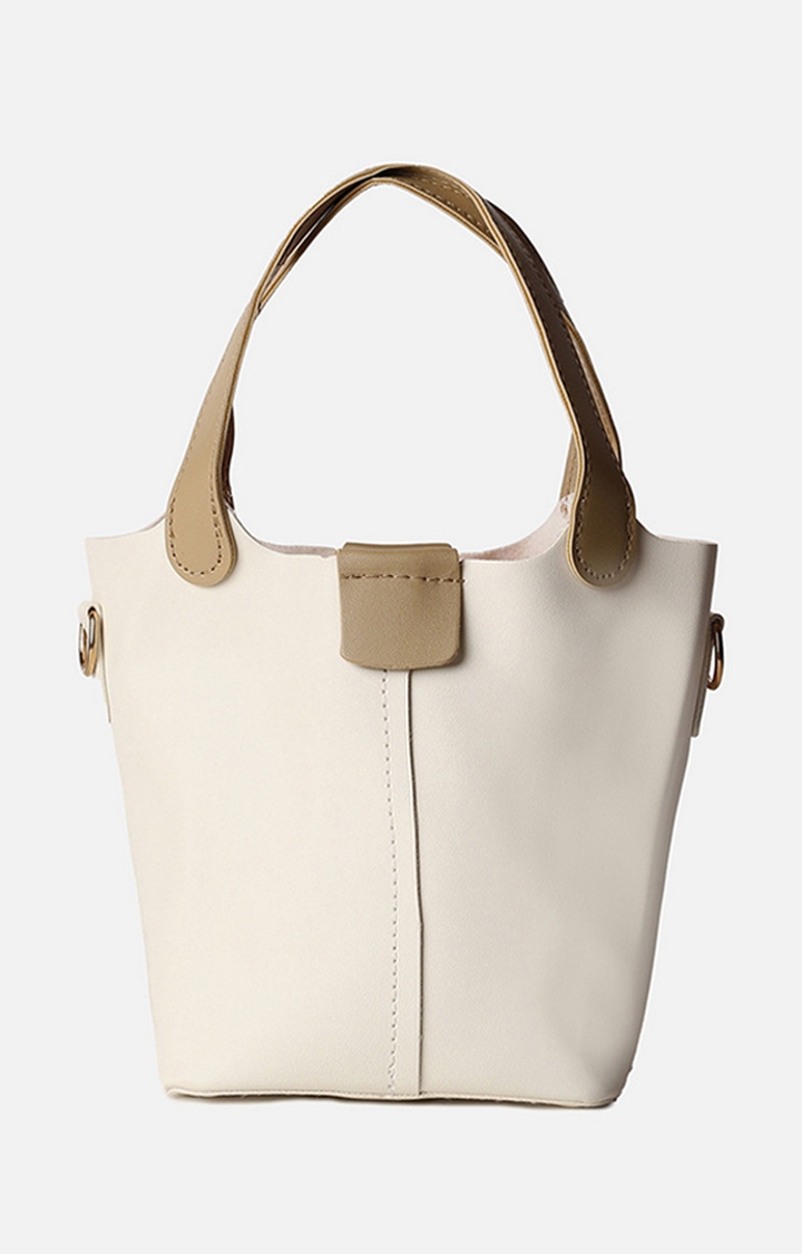 Women's White Solid Totes