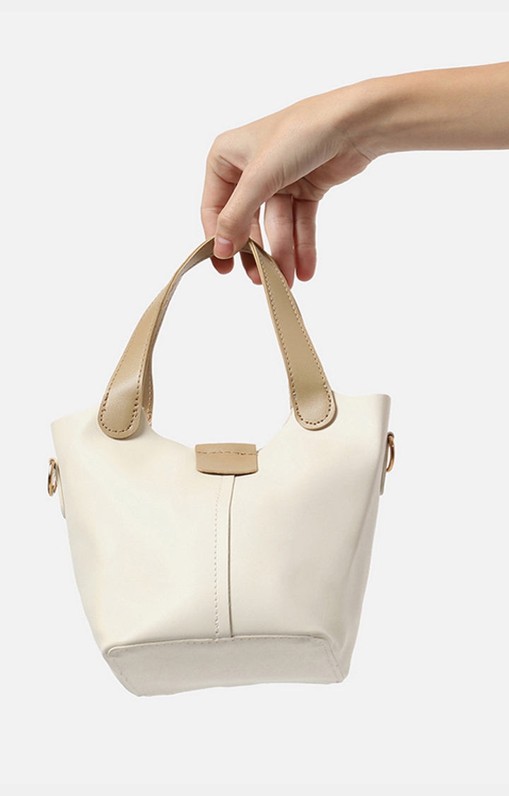 Women's White Solid Totes