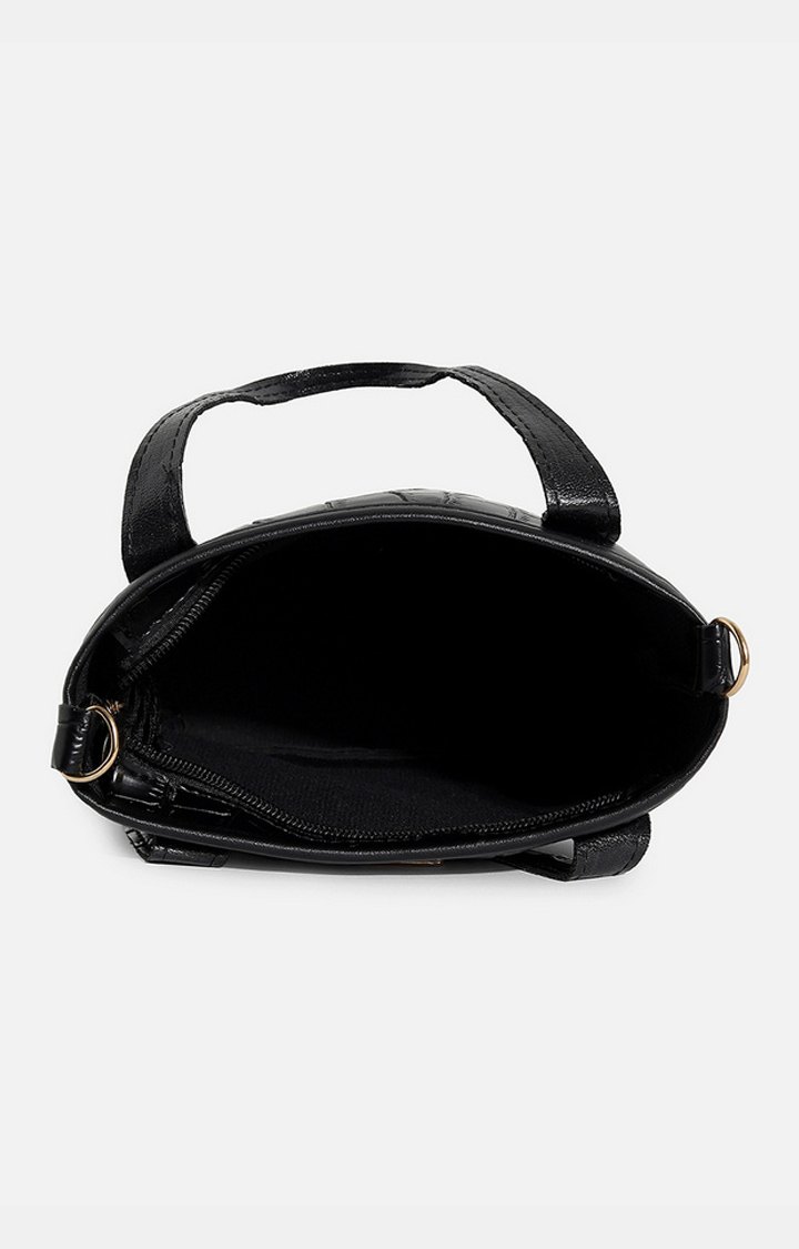 Women's Black Textured Handbags