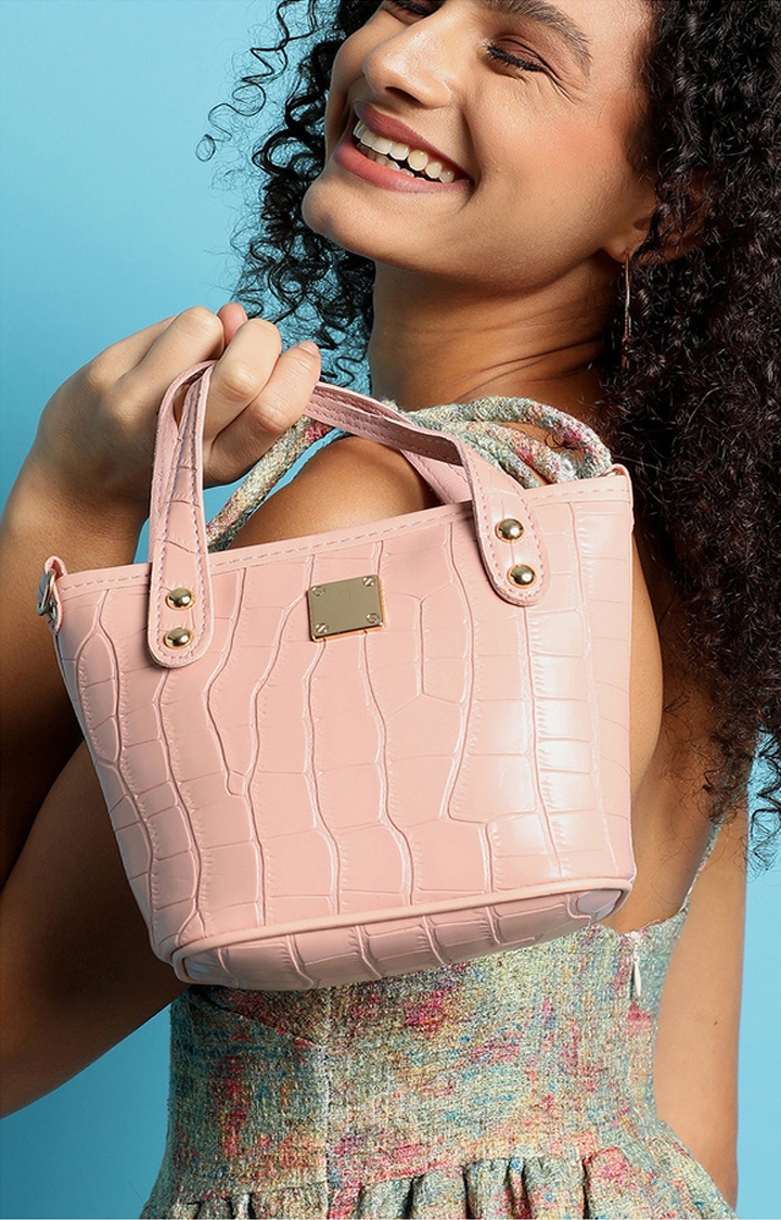 Women's Pink Textured Handbags