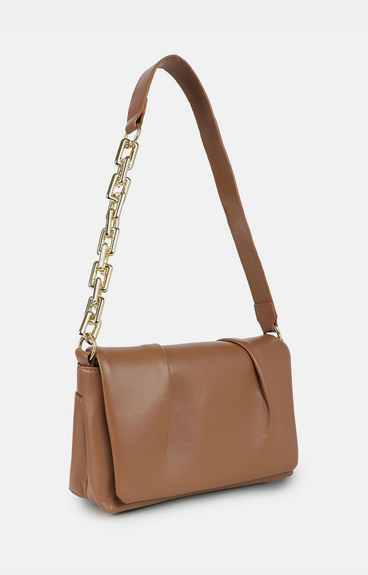 Women's Brown Solid Sling Bags