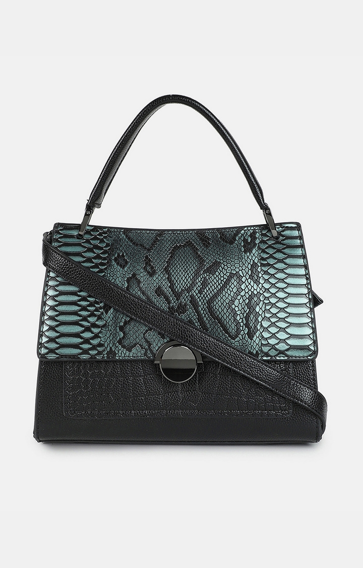 Yuto Embossed Leather Tote Bag Black
