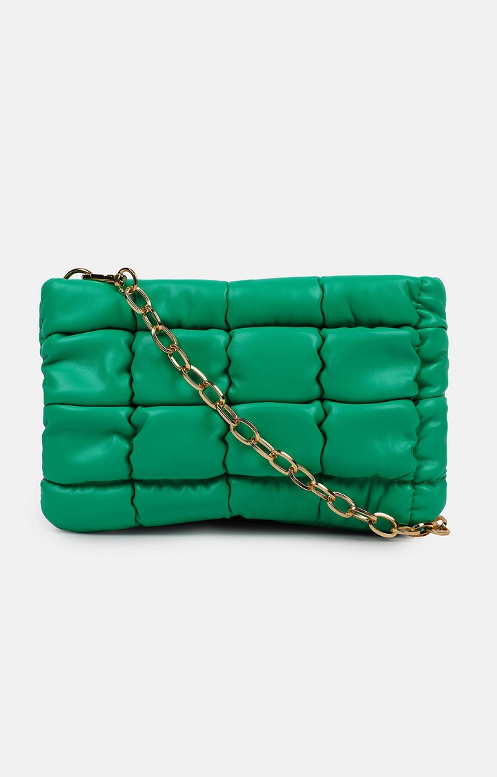 Women's Green Quilted Sling Bags
