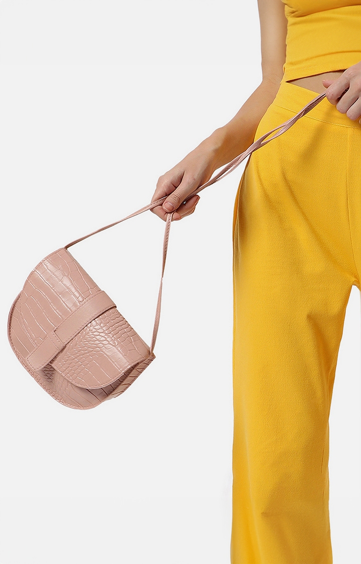 Women's Peach Textured Sling Bags