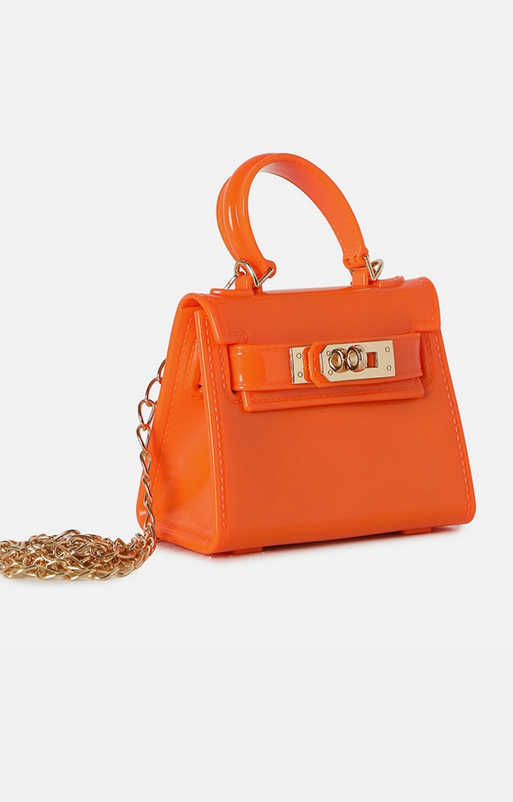 Women's Orange Structured Sling Bags