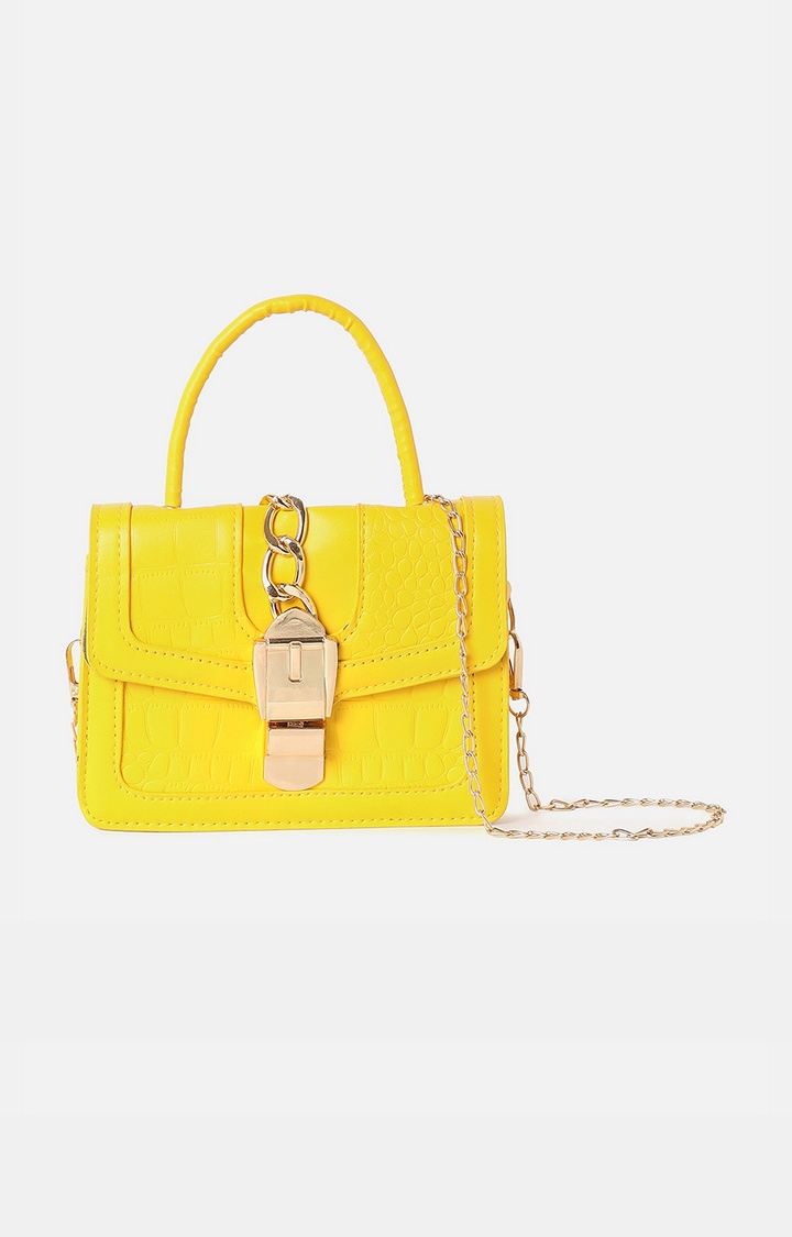Women's Yellow Solid Sling Bags