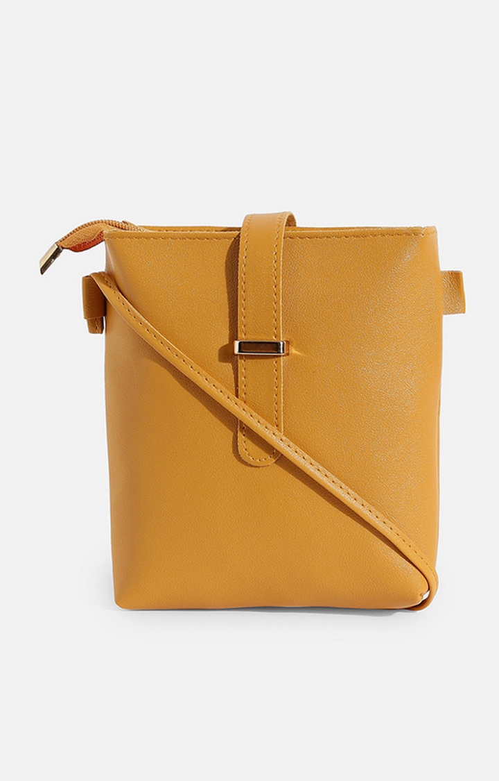 Women's Yellow Solid Sling Bags