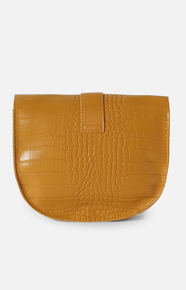 Women's Yellow Textured Sling Bags
