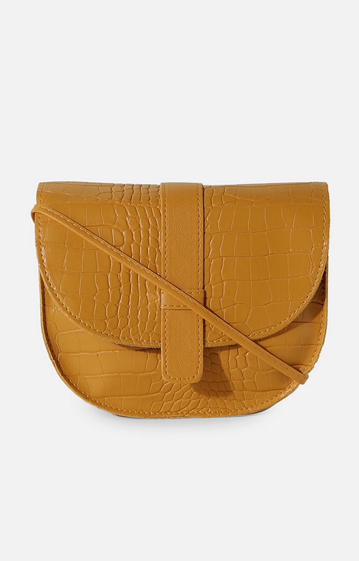 Women's Yellow Textured Sling Bags
