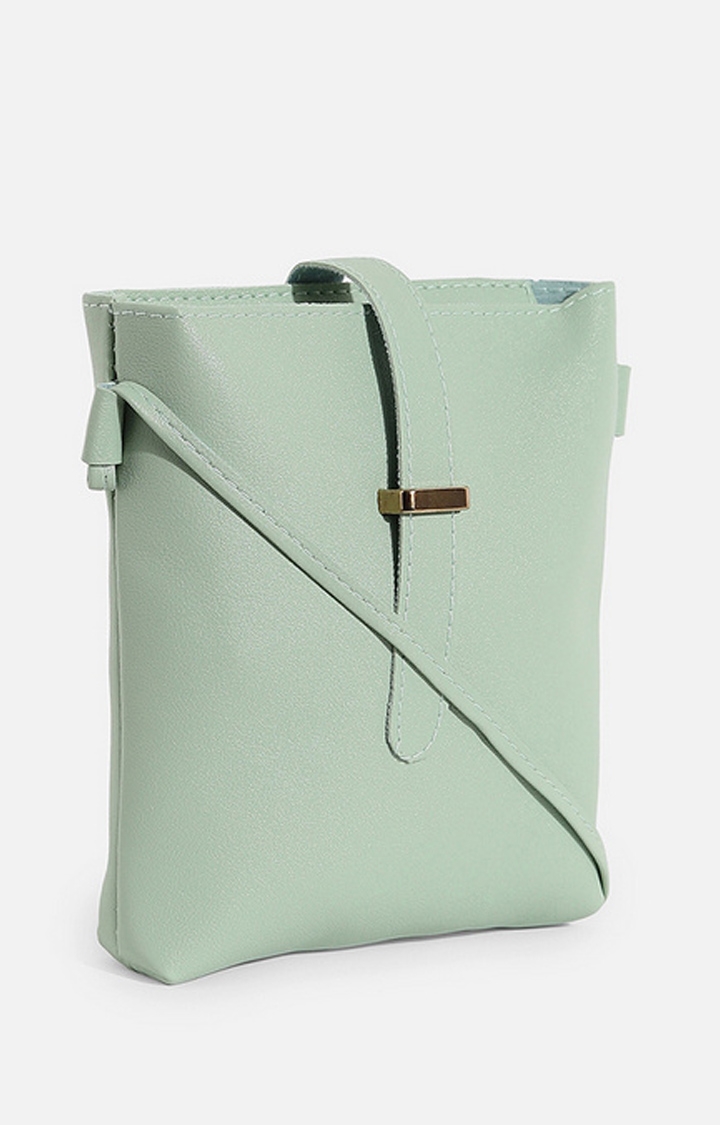 Women's Green Solid Sling Bags