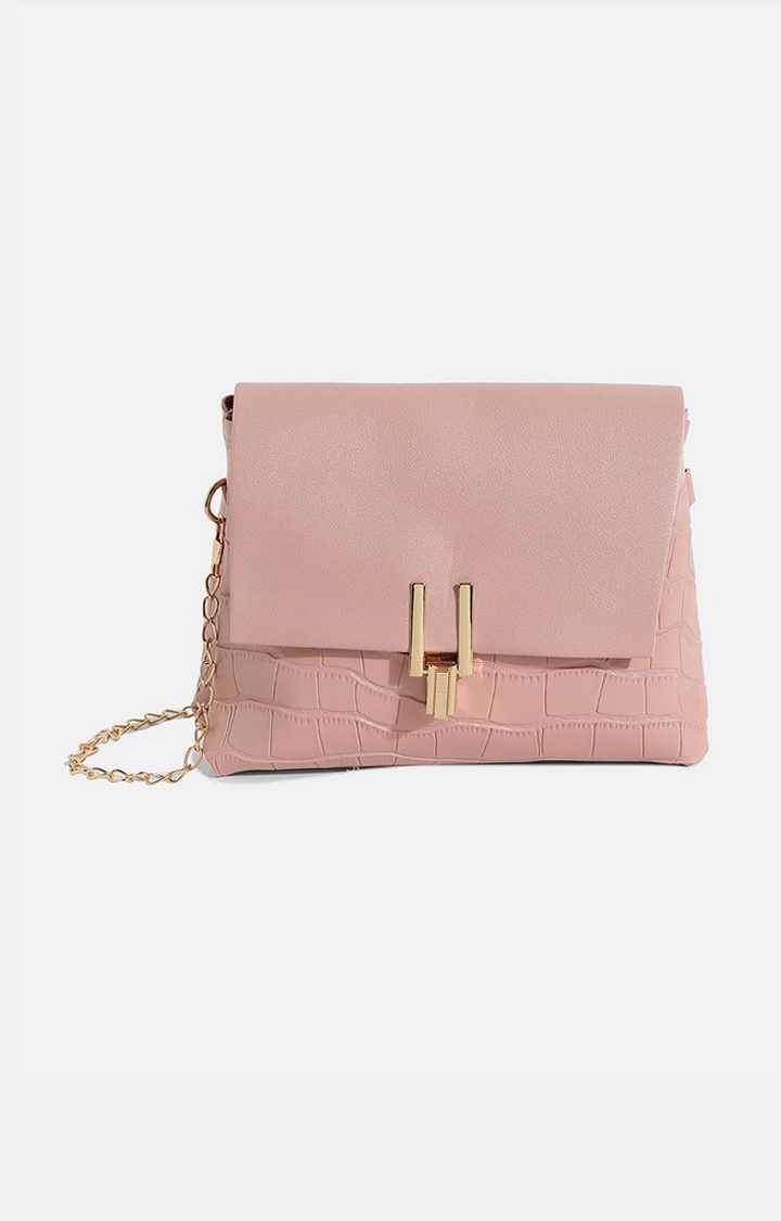 Women's Pink Textured Sling Bags