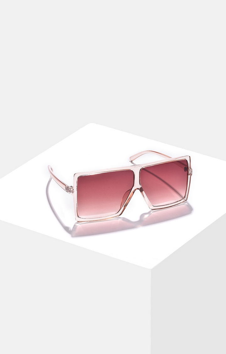 Women's Brown Lens Pink Oversized Sunglasses