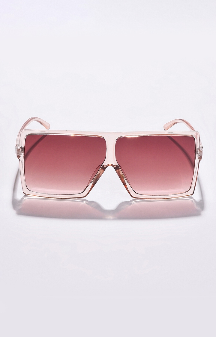haute sauce | Women's Brown Lens Pink Oversized Sunglasses