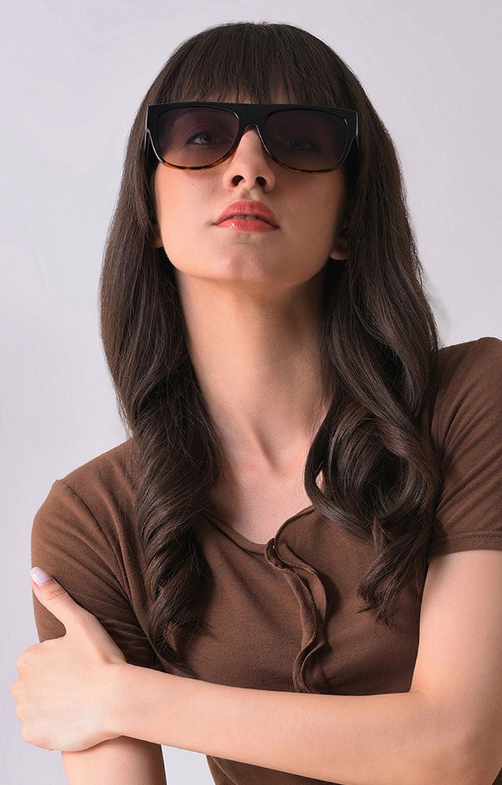 Women's Purple Lens Black Wayfarer Sunglasses