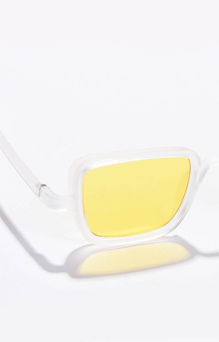 Women's Yellow Lens Yellow Rectangle Sunglasses