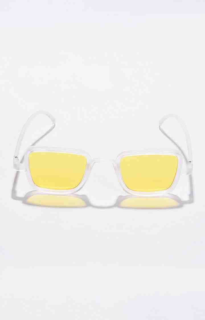 Women's Yellow Lens Yellow Rectangle Sunglasses