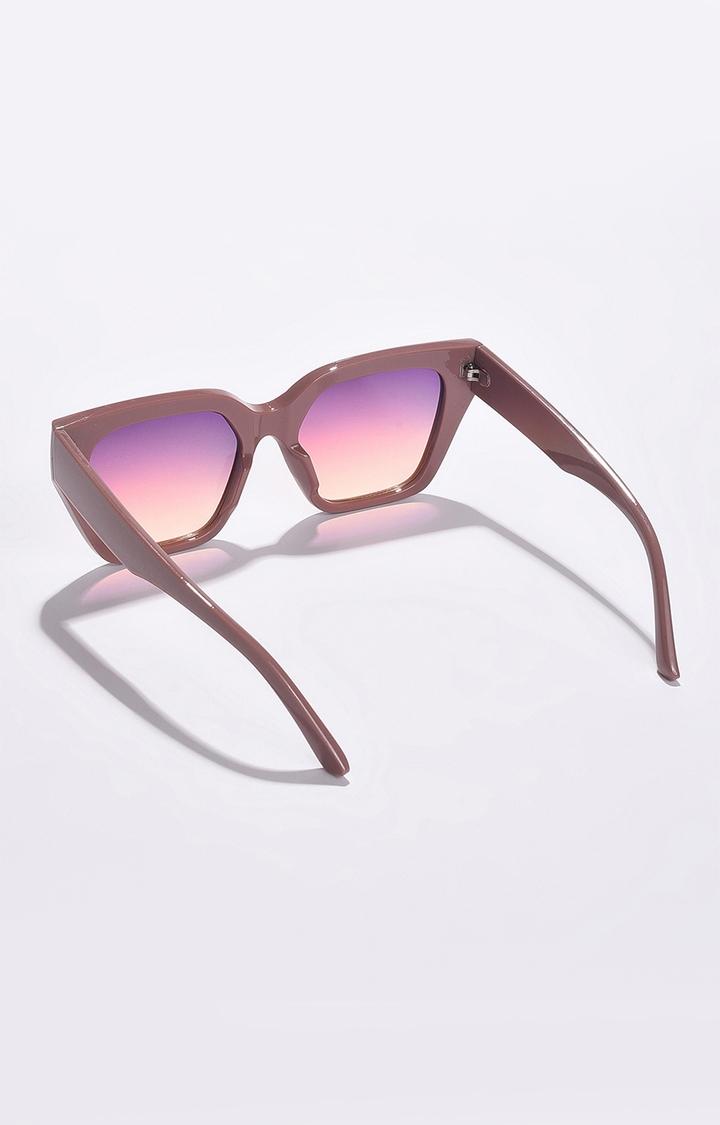 Women's Mirrored Lens Brown Butterfly Sunglasses