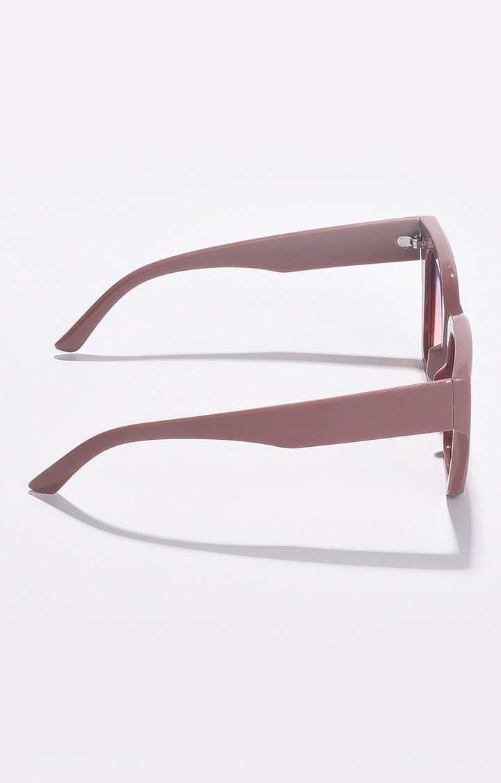 Women's Mirrored Lens Brown Butterfly Sunglasses