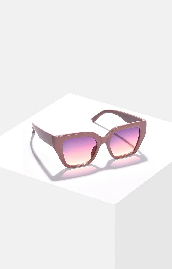 Women's Mirrored Lens Brown Butterfly Sunglasses