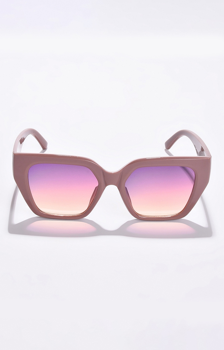 haute sauce | Women's Mirrored Lens Brown Butterfly Sunglasses
