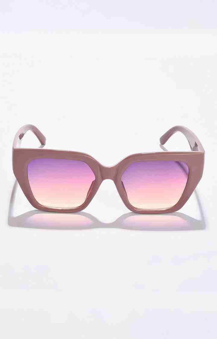 Women's Mirrored Lens Brown Butterfly Sunglasses