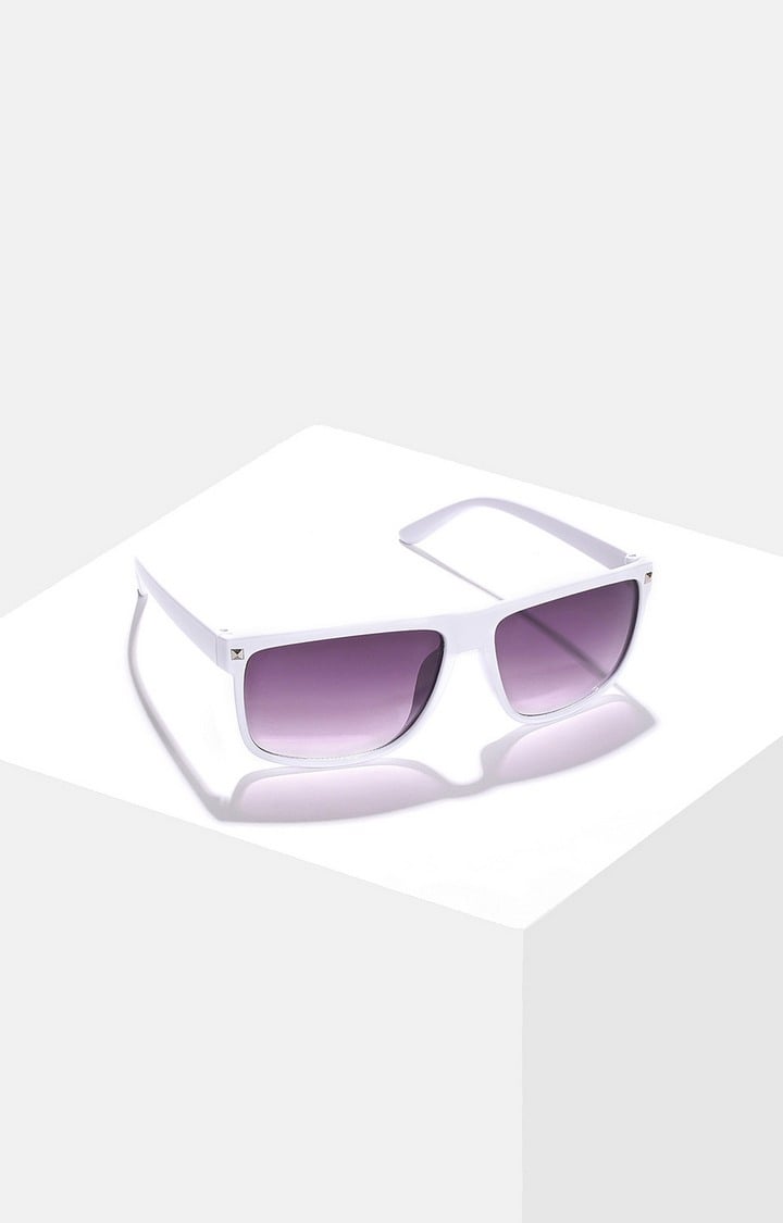 Women's Purple Lens White Wayfarer Sunglasses