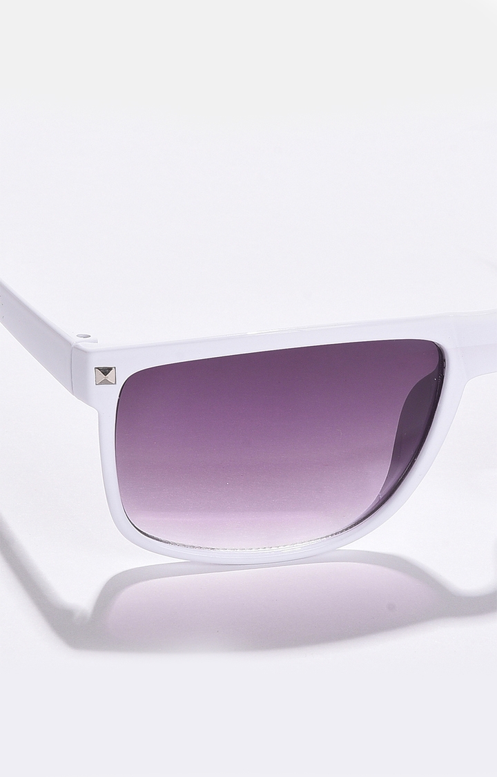 Women's Purple Lens White Wayfarer Sunglasses