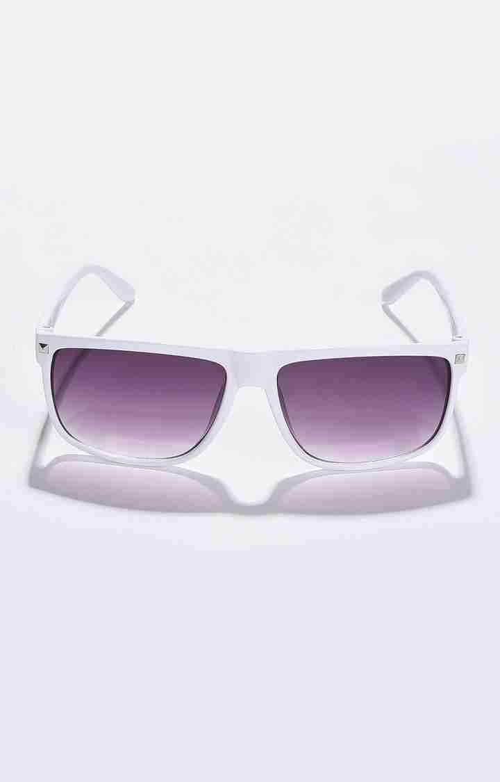 Women's Purple Lens White Wayfarer Sunglasses