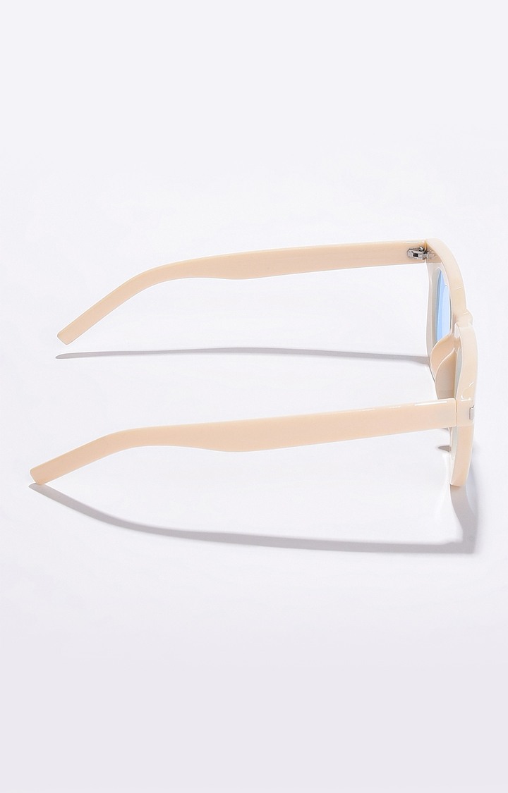 Women's Blue Lens White Square Sunglasses