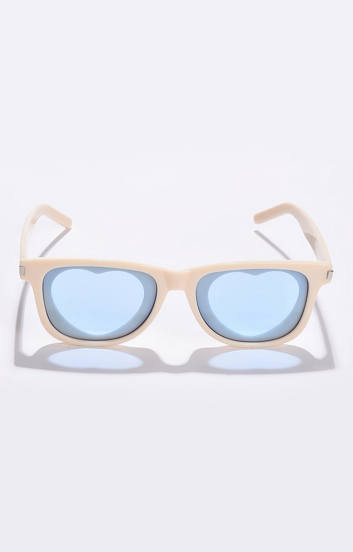 haute sauce | Women's Blue Lens White Square Sunglasses