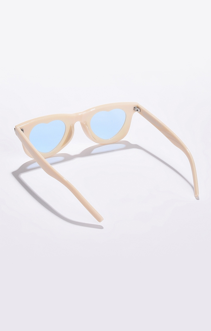 Women's Blue Lens White Square Sunglasses