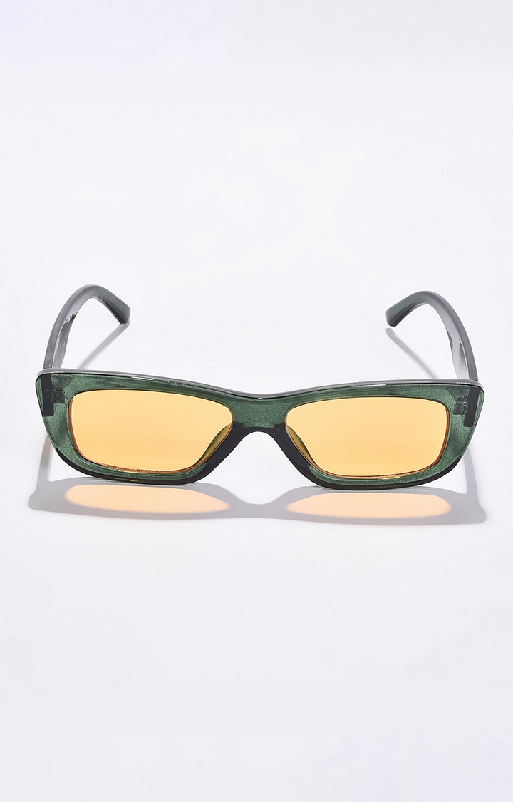 haute sauce | Women's Yellow Lens Green Rectangle Sunglasses