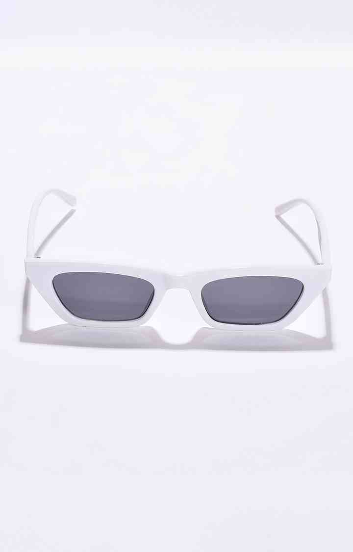 Women's Black Lens White Cateye Sunglasses