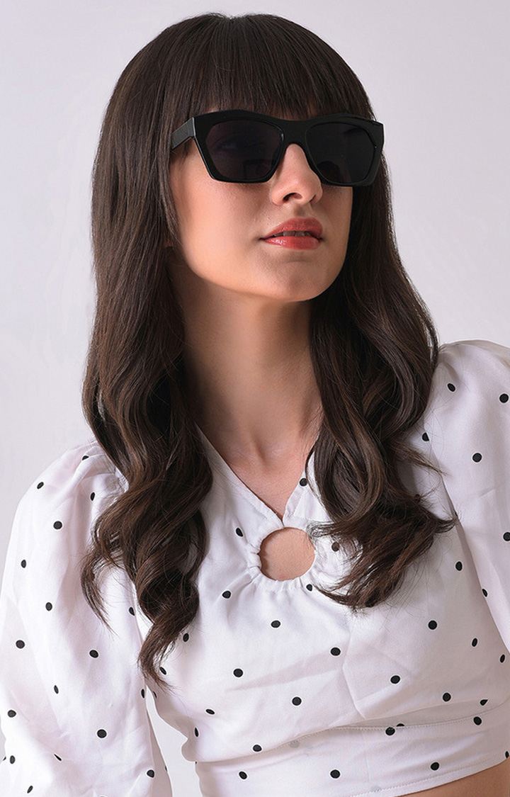 Women's Black Lens Black Butterfly Sunglasses