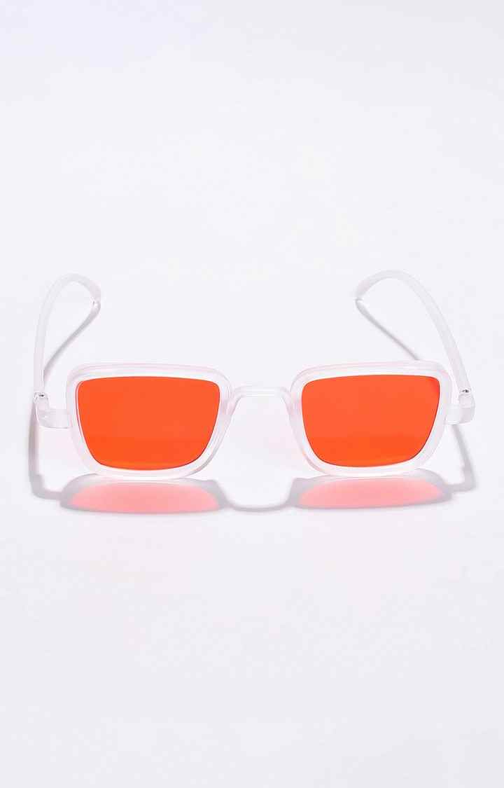 Women's Orange Lens White Wayfarer Sunglasses