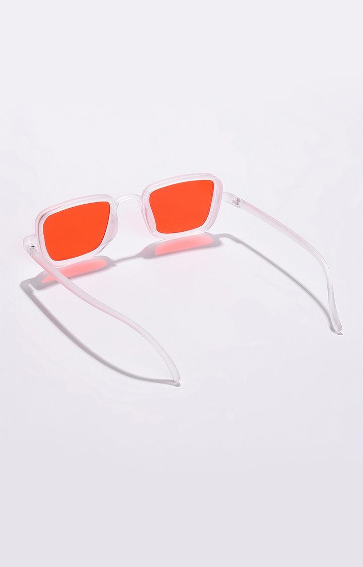 Women's Orange Lens White Wayfarer Sunglasses