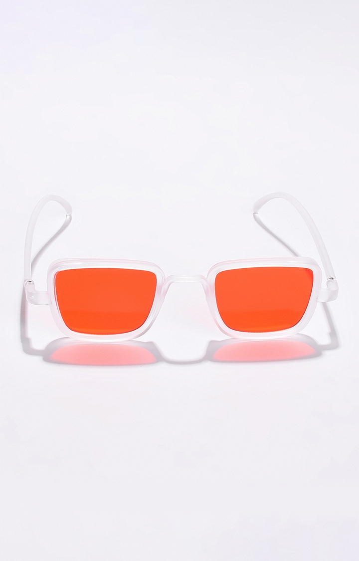 haute sauce | Women's Orange Lens White Wayfarer Sunglasses