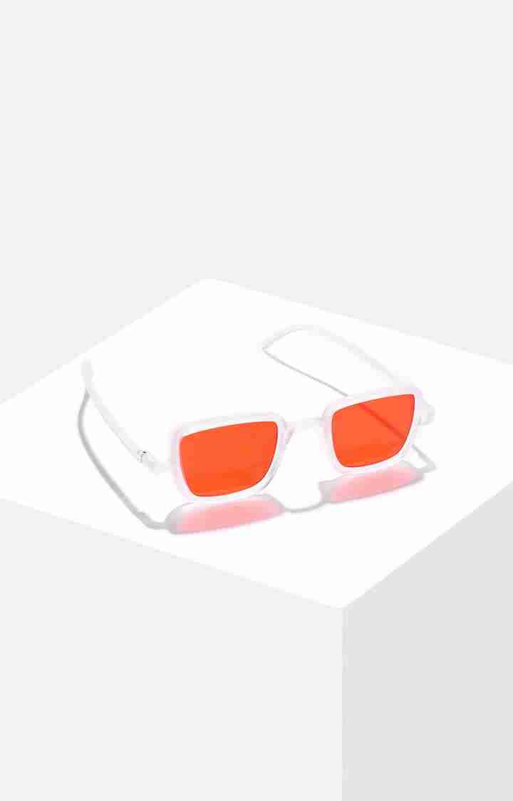 Women's Orange Lens White Wayfarer Sunglasses